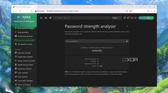 The Password strength analyser in IT Tools