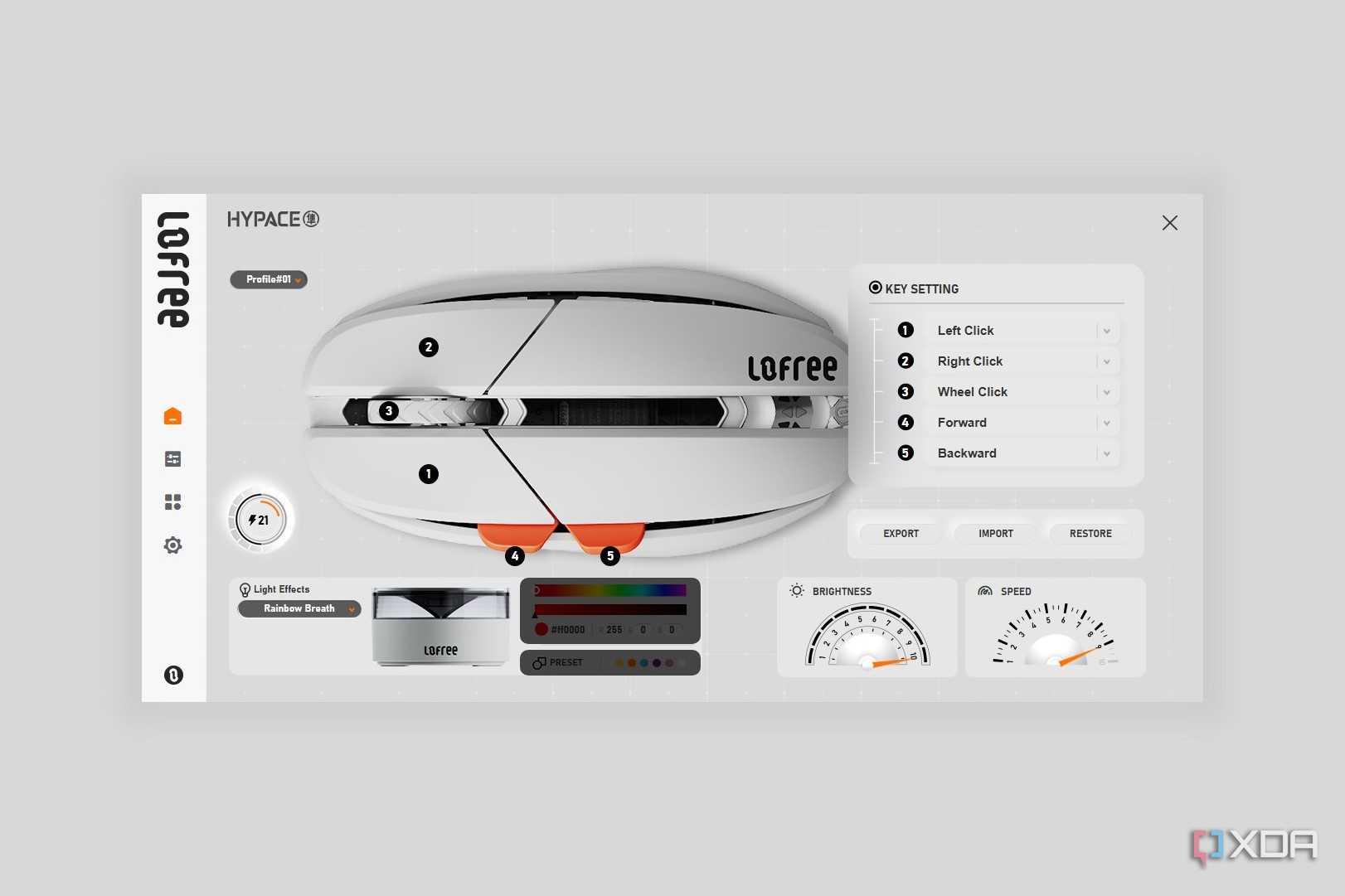 Screenshot of Lofree Hypace web app software