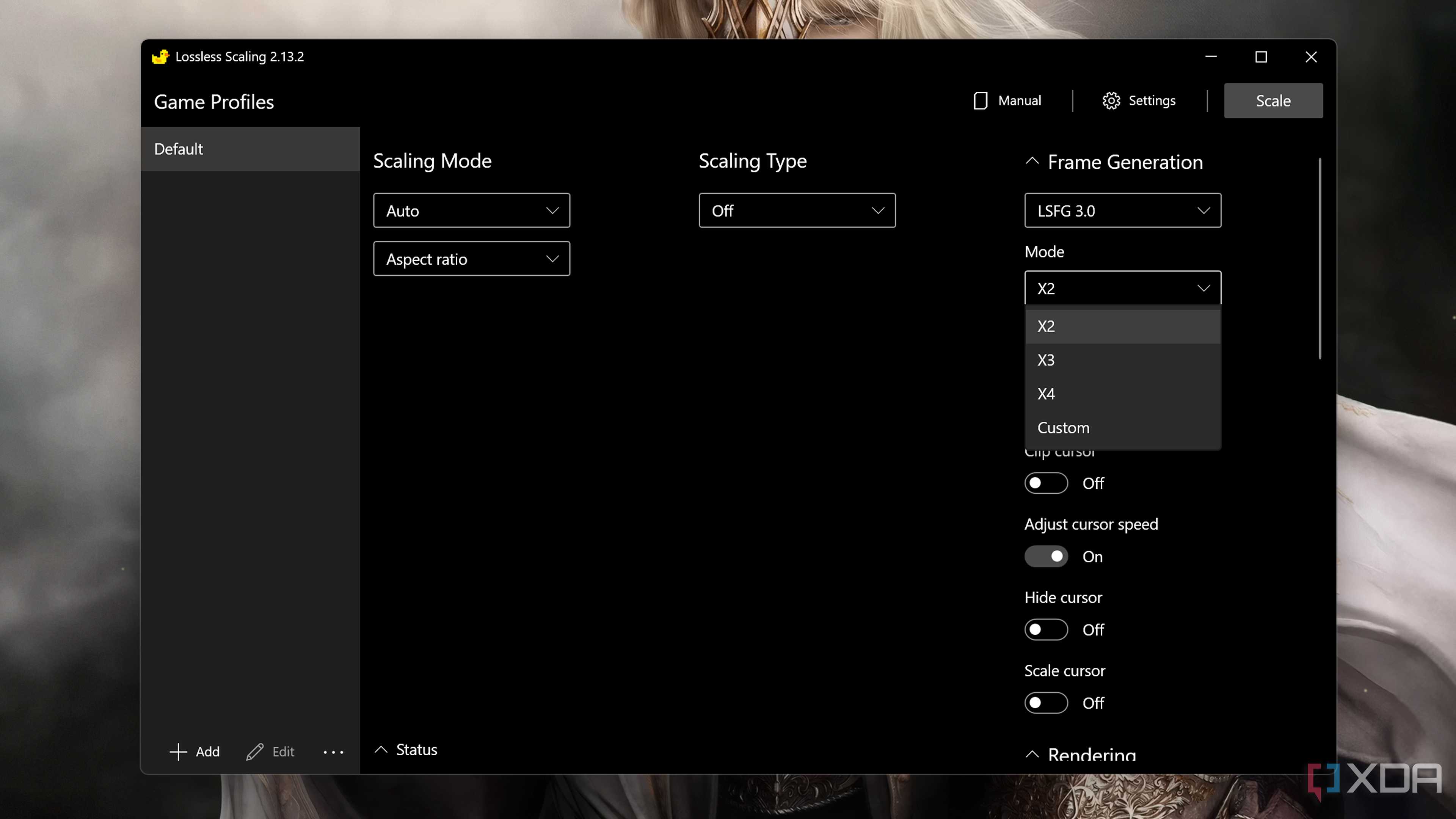 Selecting the frame generation mode in Lossless Scaling