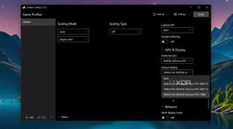 Selecting the Output display in Lossless Scaling