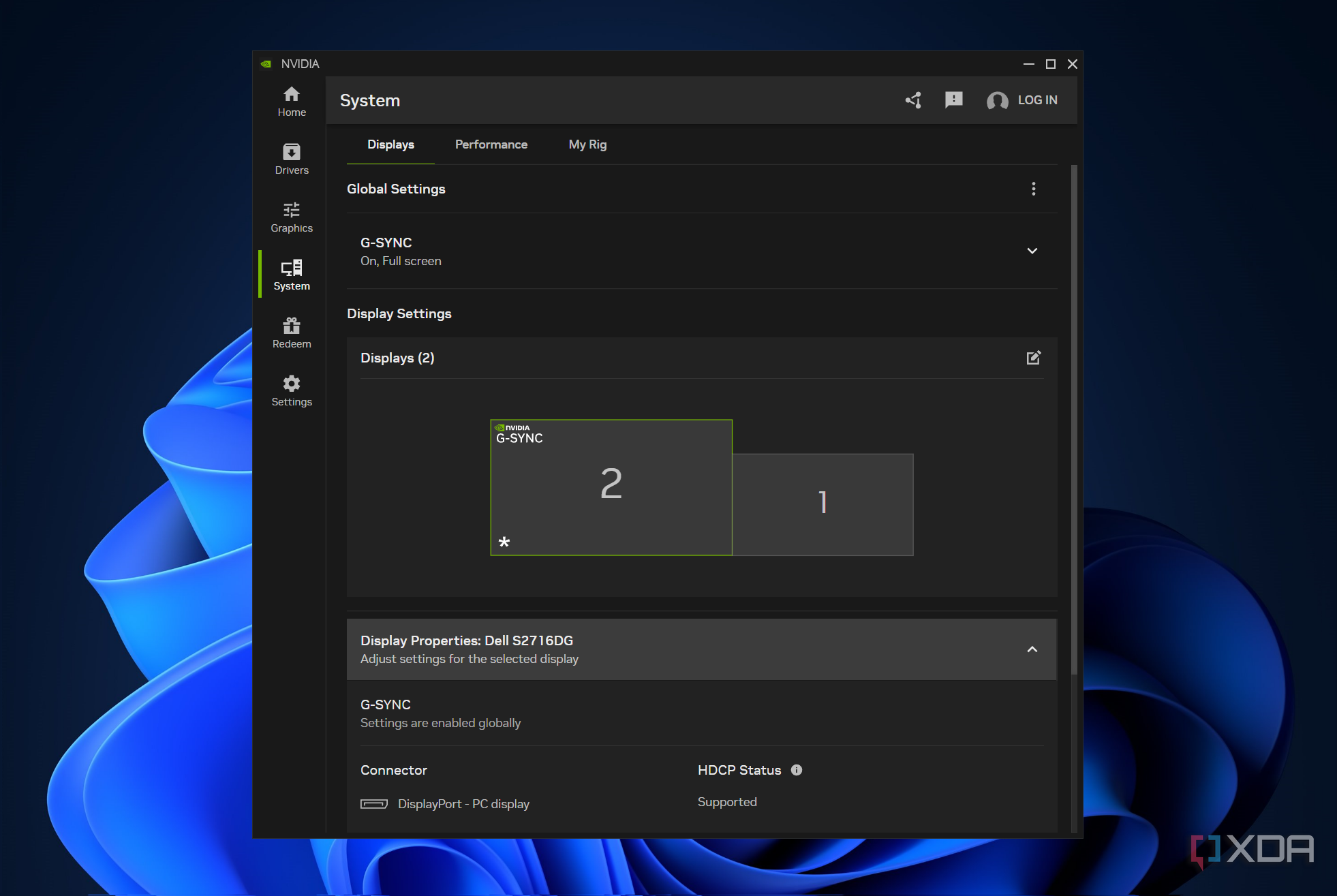 options to manage displays in nvidia app