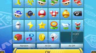 Mario Kart 8 grid of items