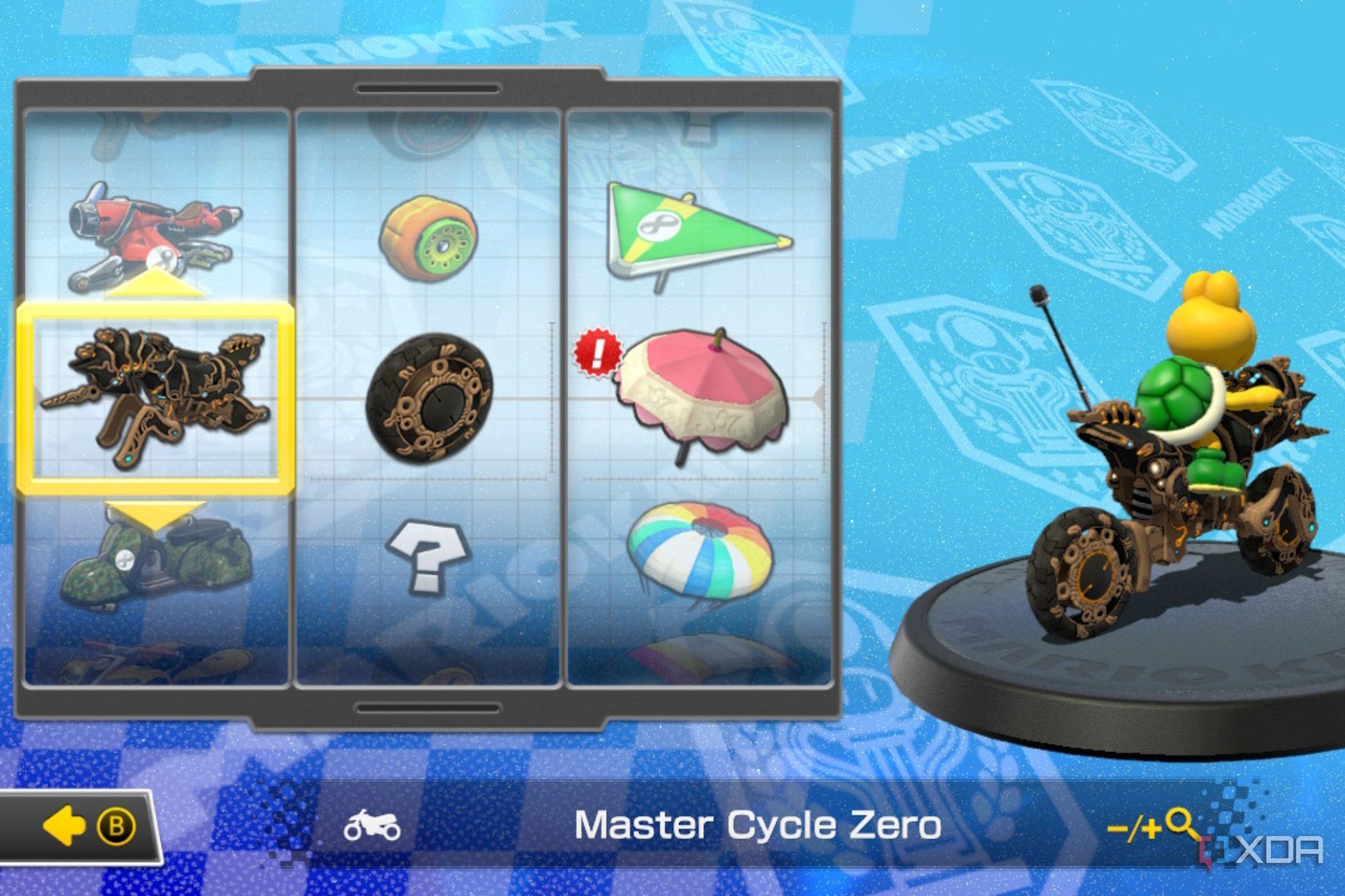 Mario Kart 8 kart choice Koopa on motorcycle