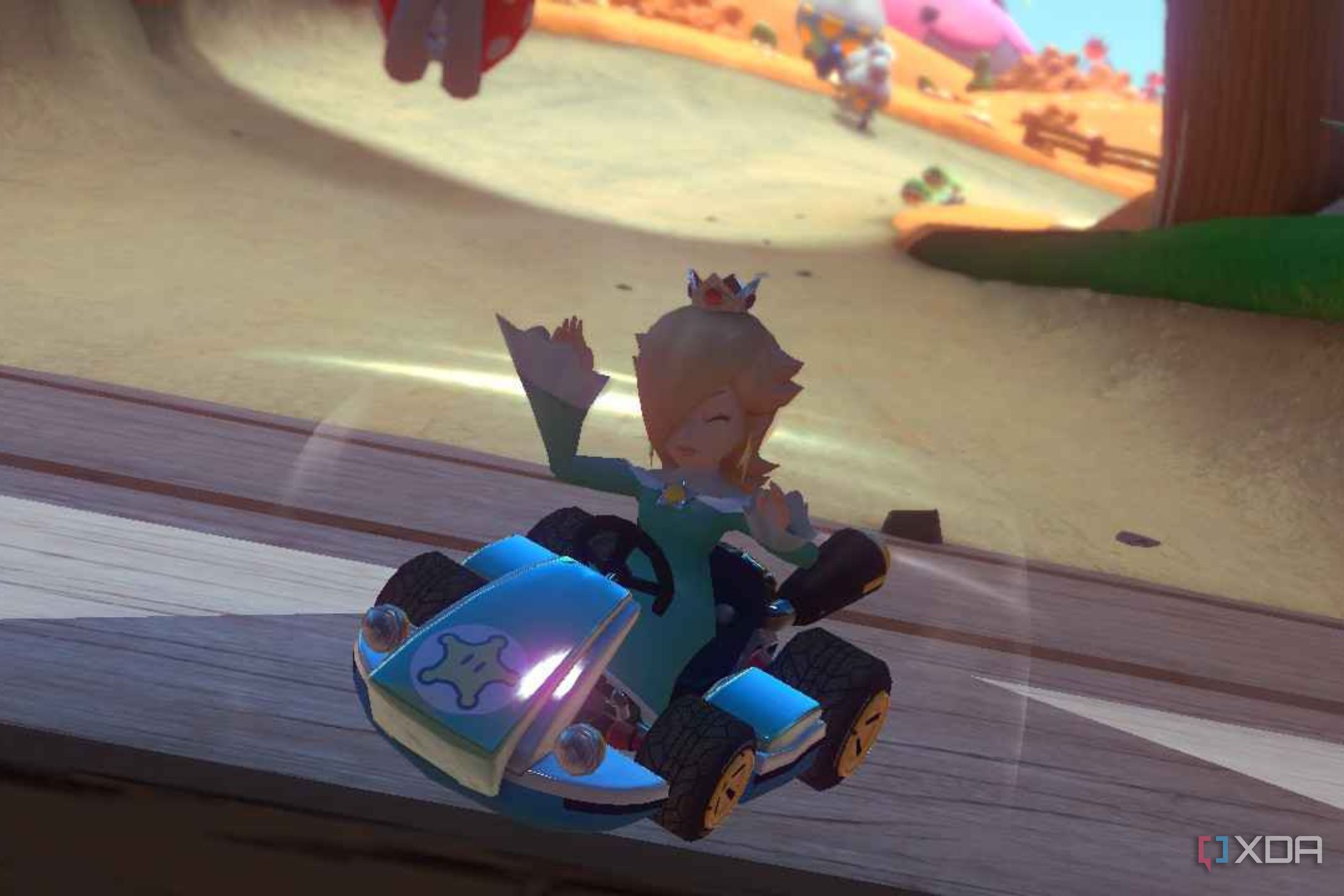 Mario Kart 8 Luna hit by item and shaking