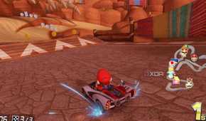 Mario Kart 8 Mario drifting in canyon