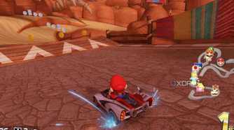 Mario Kart 8 Mario drifting in canyon