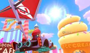 Mario Kart 8 Mario flying around ice cream track