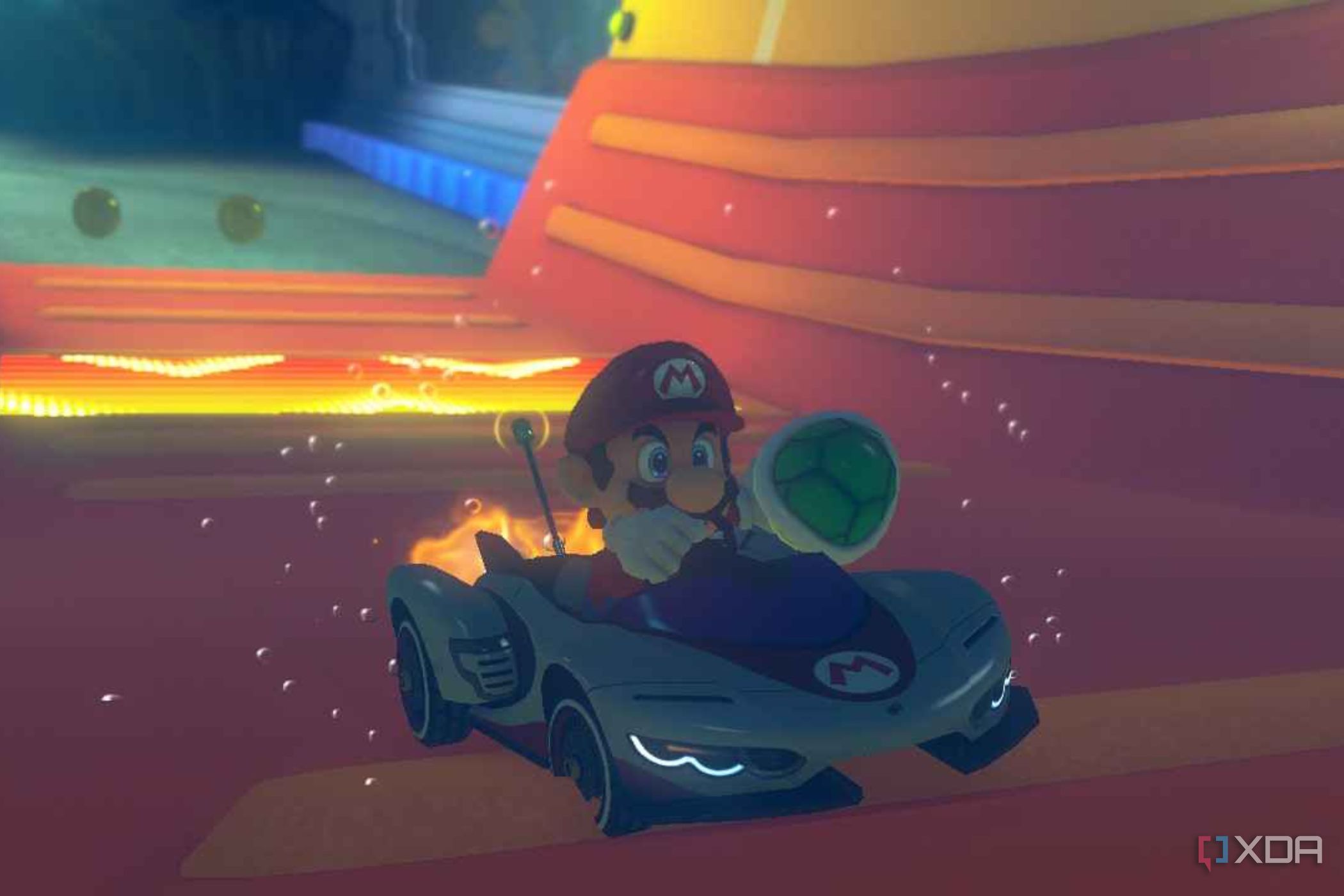 Mario Kart 8 Mario holding green shell