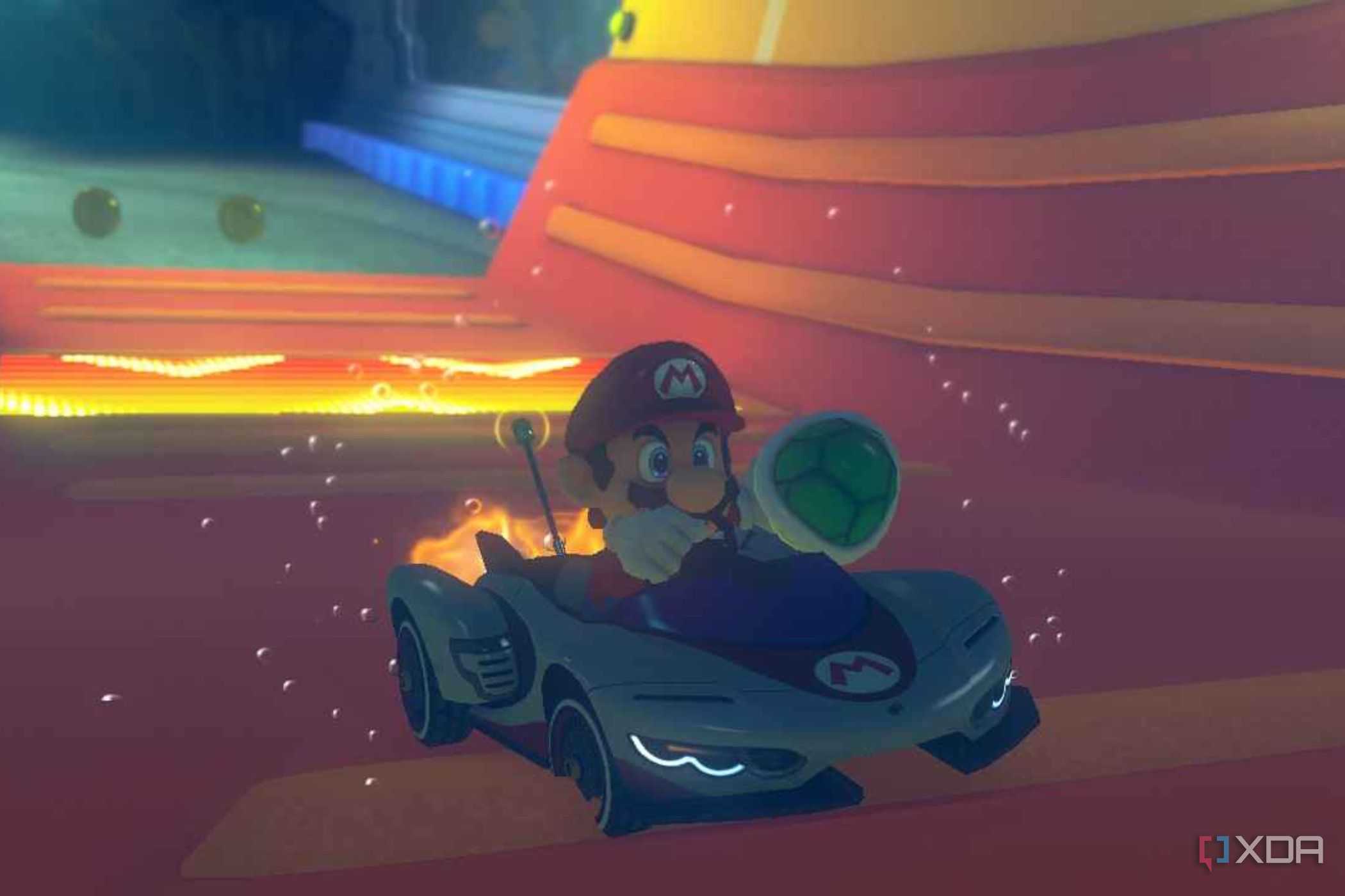 Mario Kart 8 Mario holding green shell