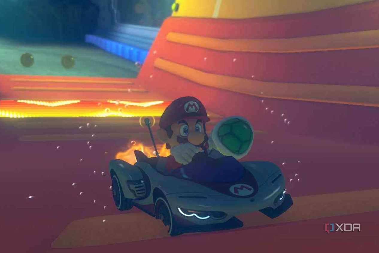 Mario Kart 8 Mario holding green shell