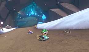 Mario Kart 8 Mario throwing shell at Luigi