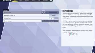 The graphics settings page of Marvel Rivals on the PlayStation 5