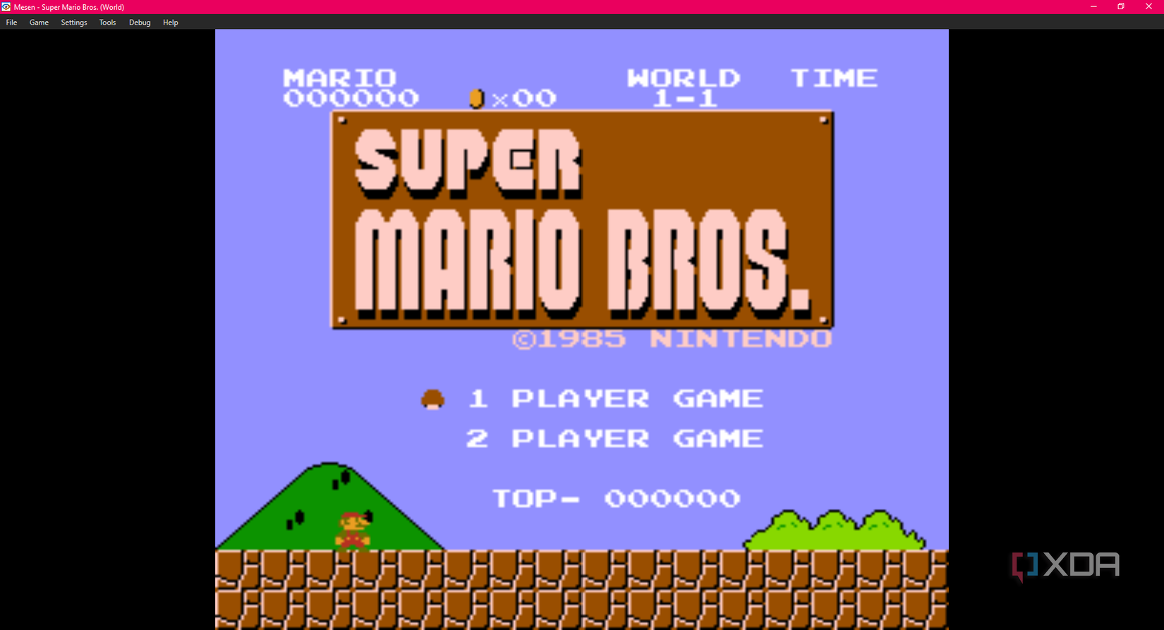 Super Mario Bros running on the Mesen emulator. 