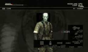 MGS3 HD screenshot of medical screen being opened with an Xray over Snake's face.