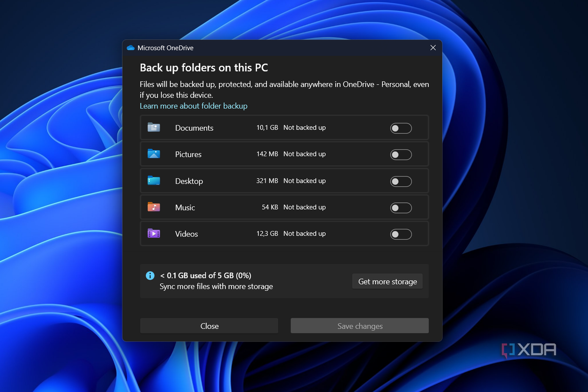 microsoft onedrive window with prompt to get more storage