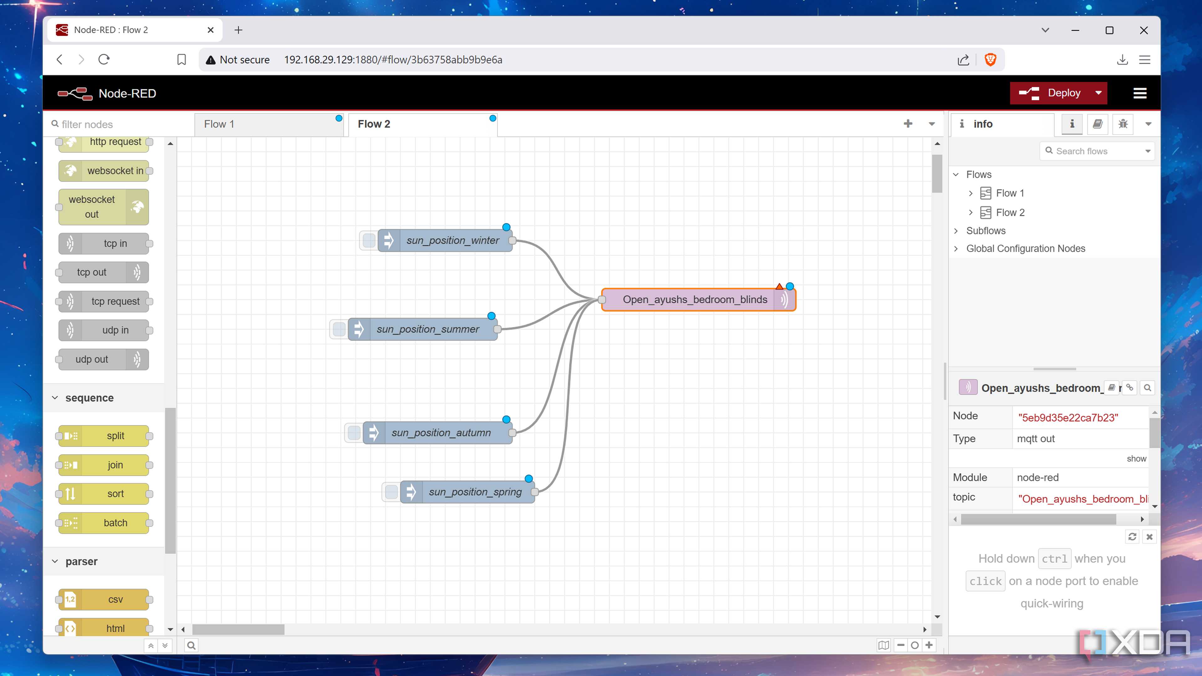 Automating window blinds with Node-RED
