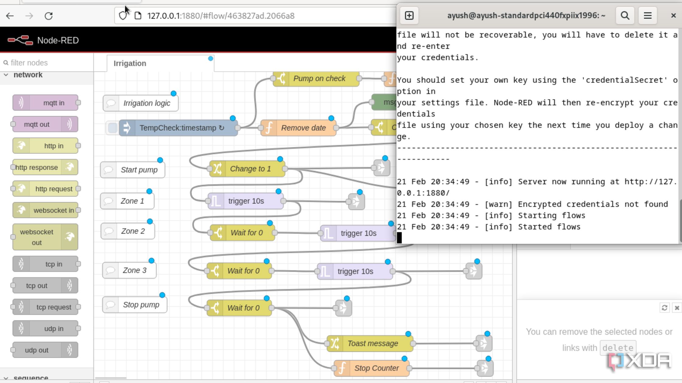 Setting up a sprinkler system with Node-RED