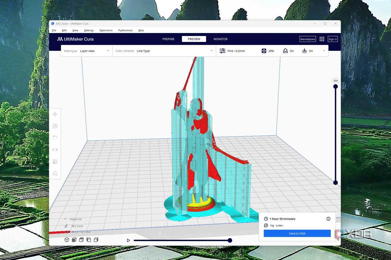 Normal supports added to a character in Cura