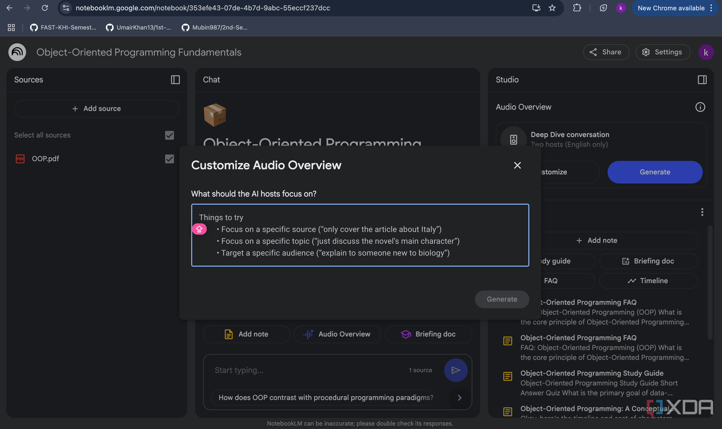 notebooklm customize audio overview
