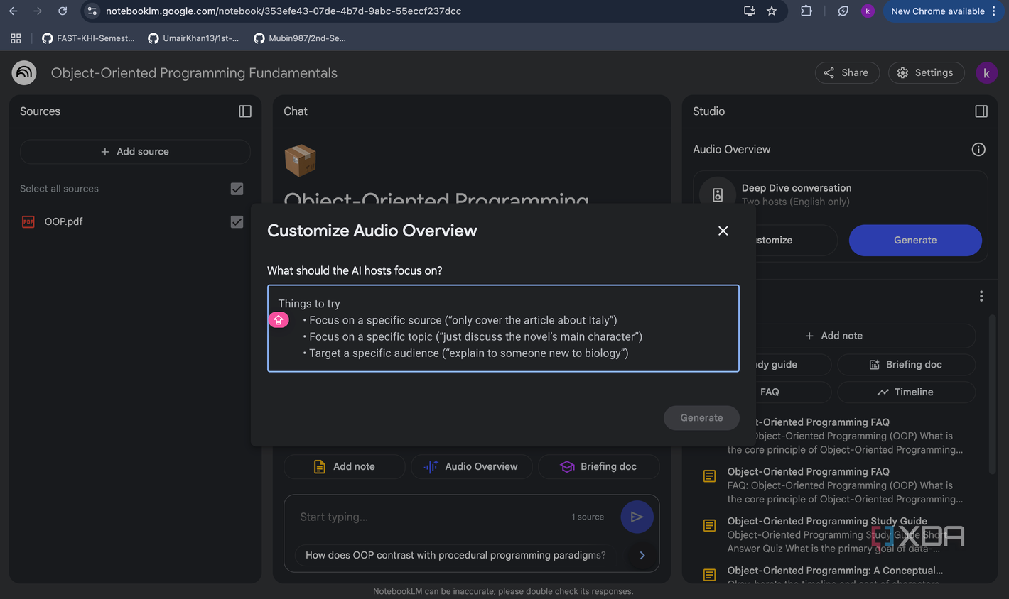 notebooklm customize audio overview