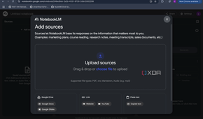 NotebookLM Add Sources page