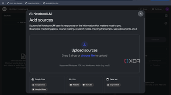 NotebookLM Add Sources page