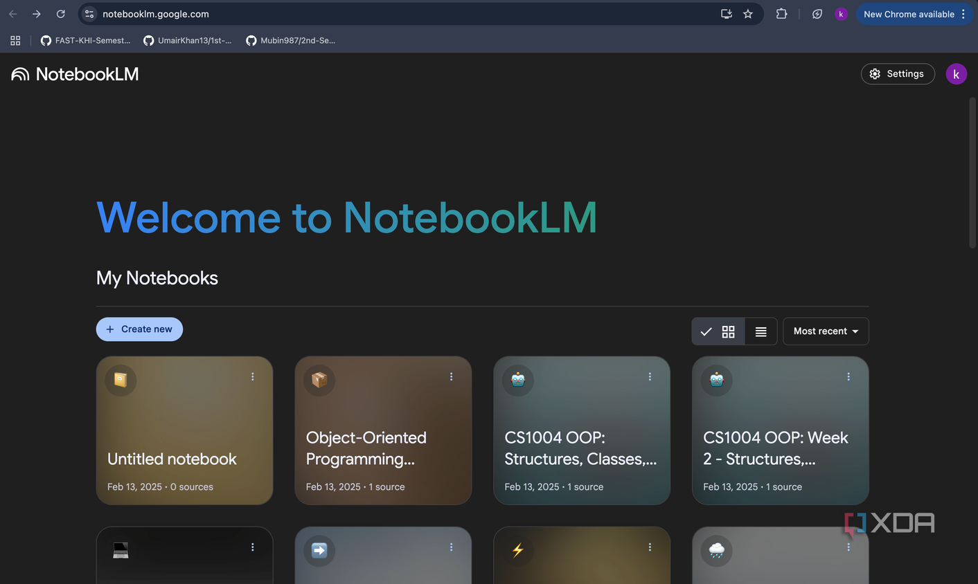 NotebookLM homepage