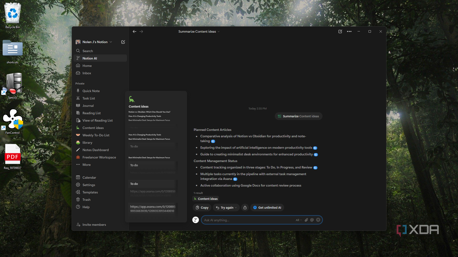 Notion AI summarize