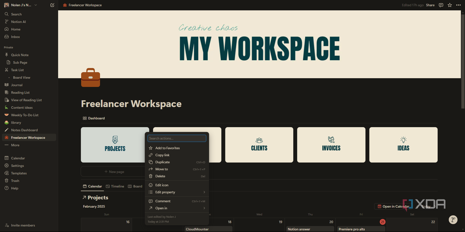 Notion customize workspace
