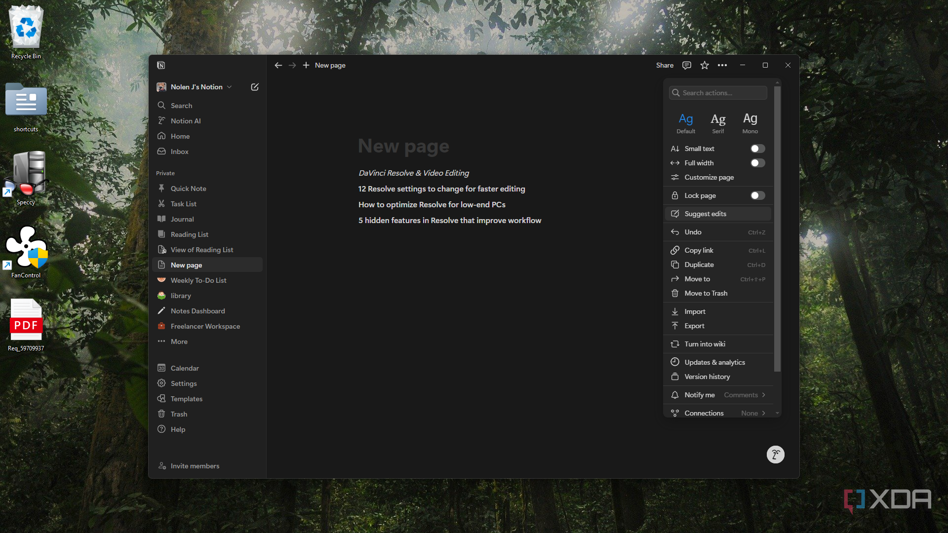 Noton editing options