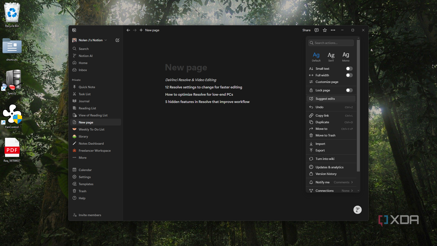 Noton editing options