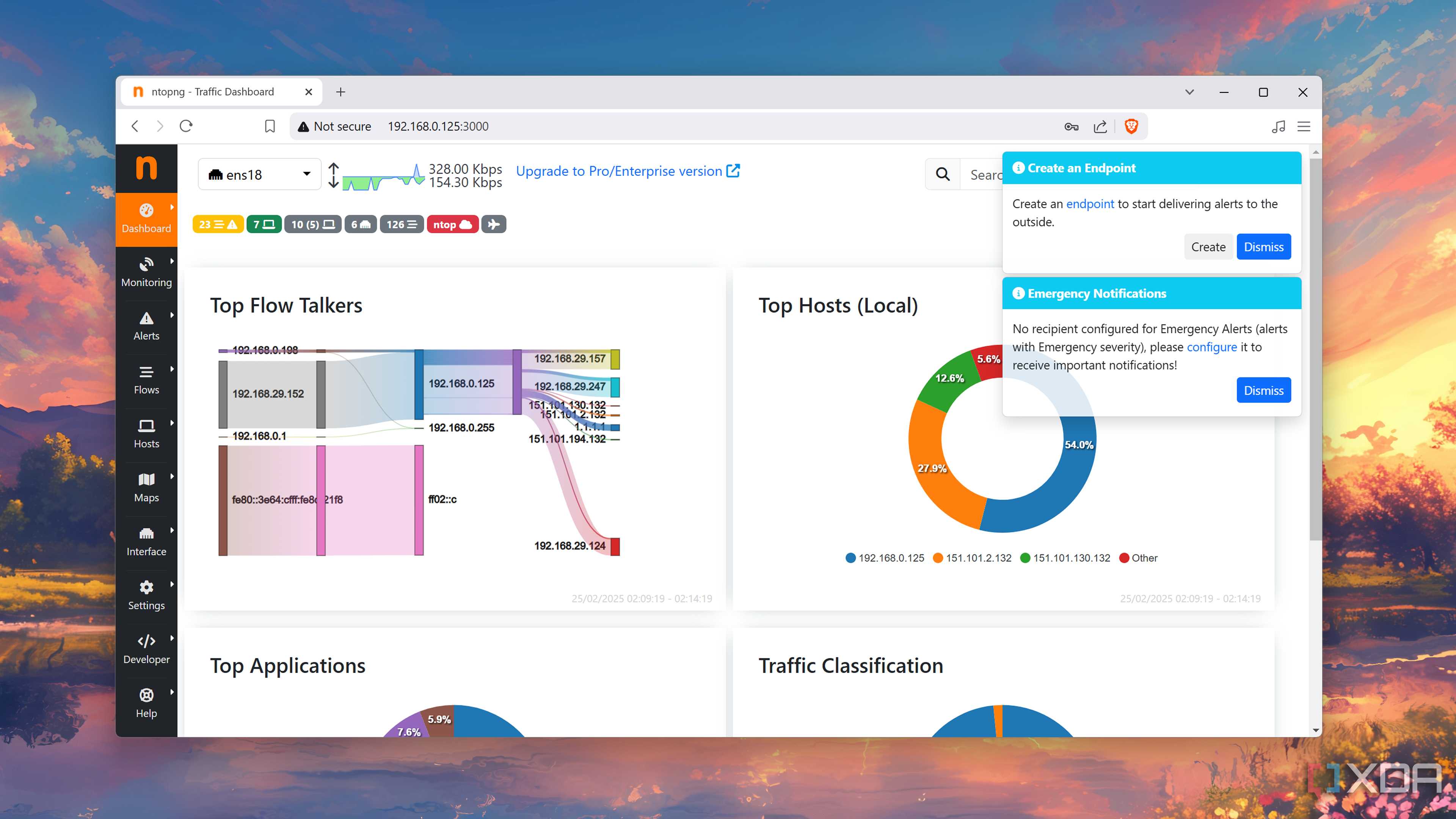 The ntopng Dashboard