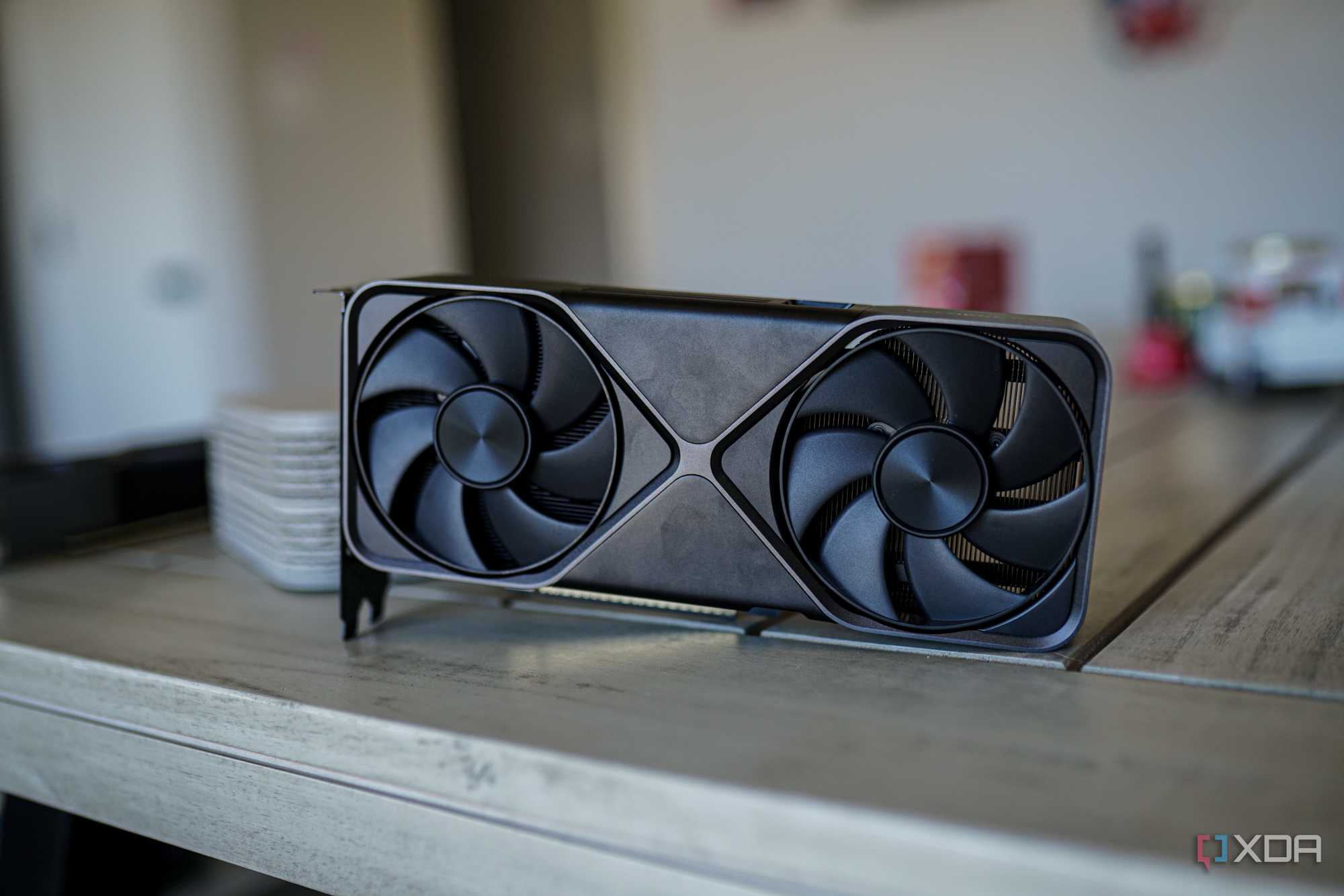 Fans on the Nvidia GeForce RTX 5070 graphics card.