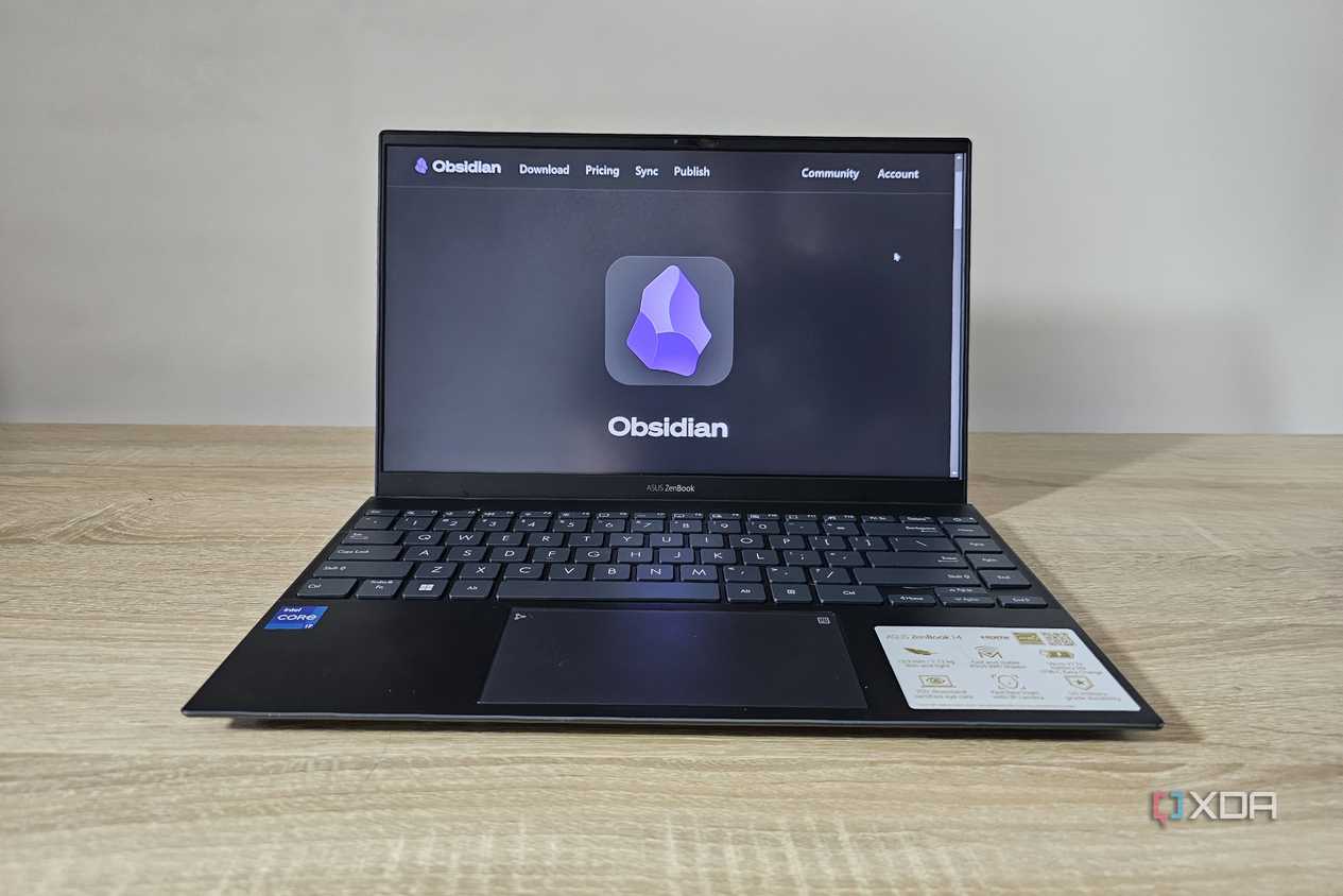the obsidian website on a laptop screen
