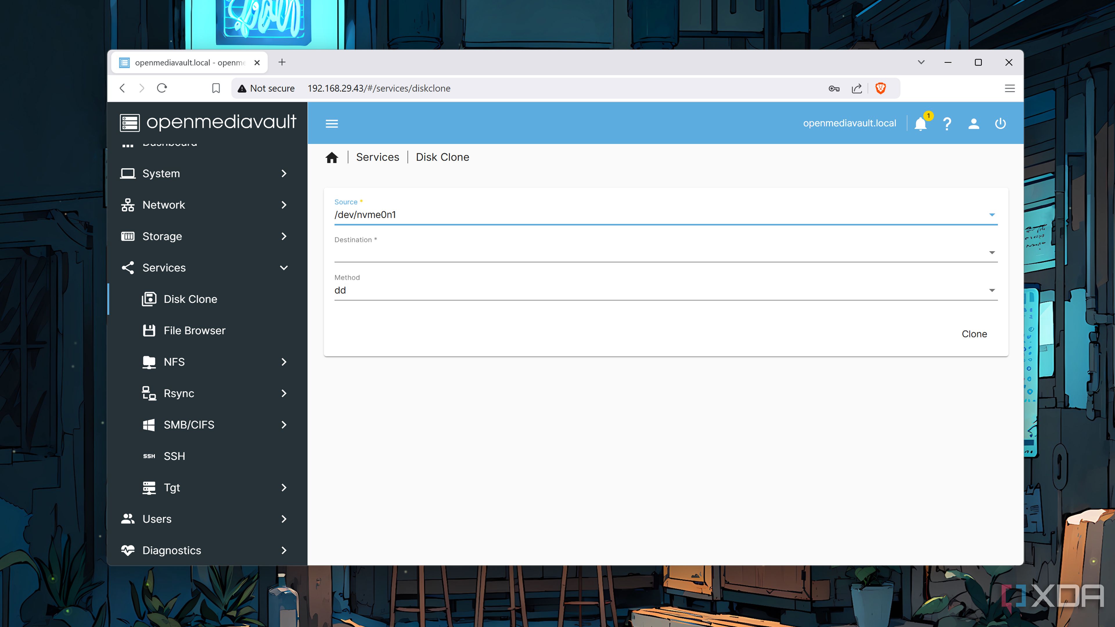 Using the openmediavault-diskclone plugin