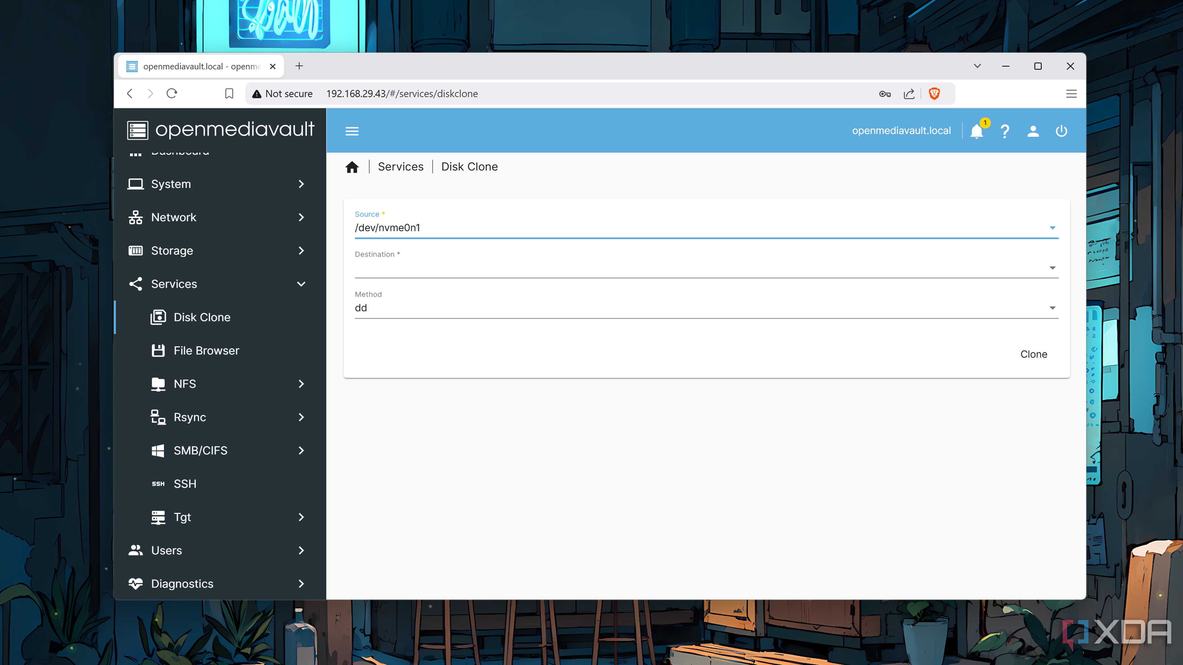 Using the openmediavault-diskclone plugin