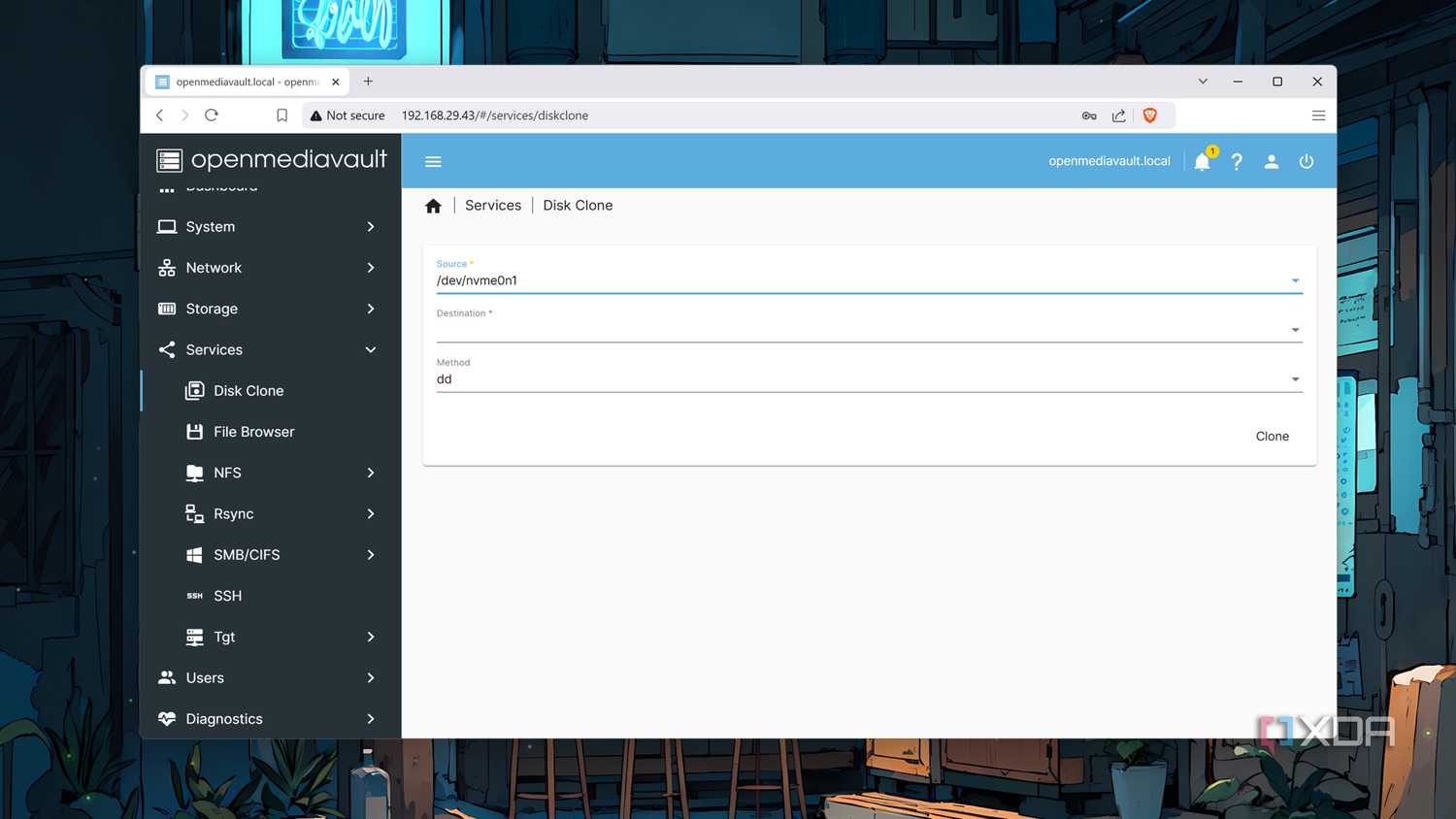Using the openmediavault-diskclone plugin