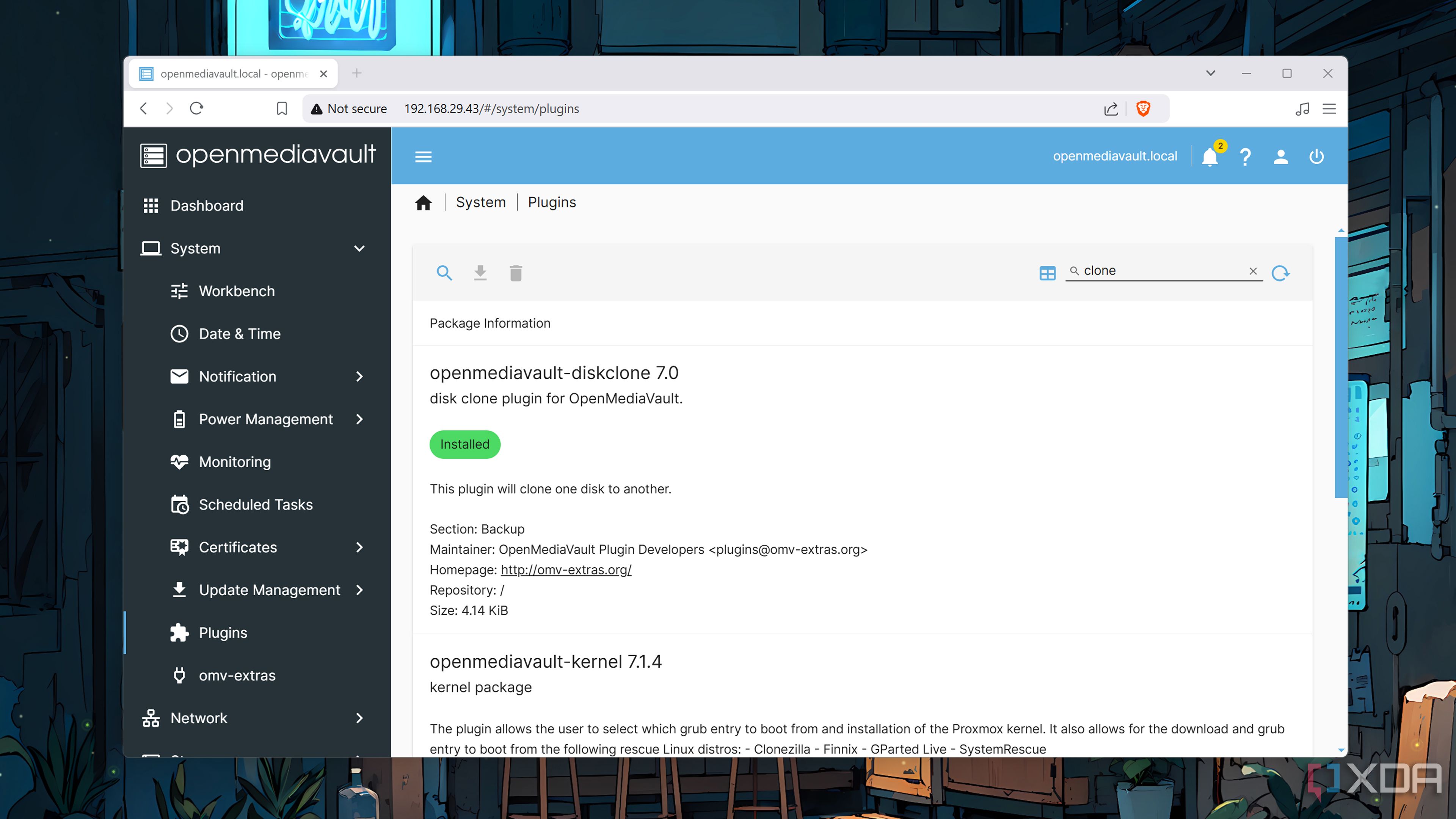 Installing the openmediavault-diskclone plugin