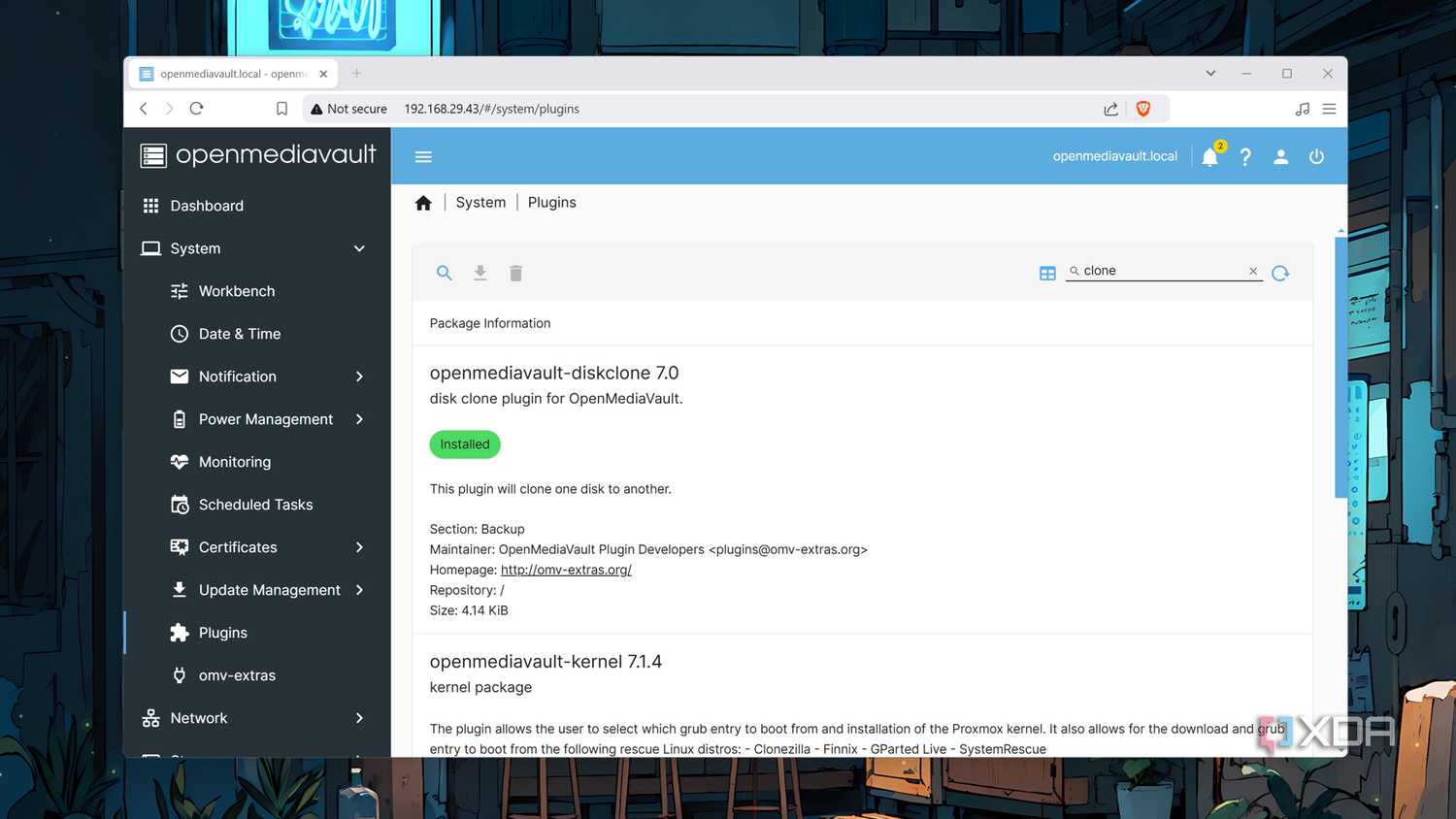 Installing the openmediavault-diskclone plugin