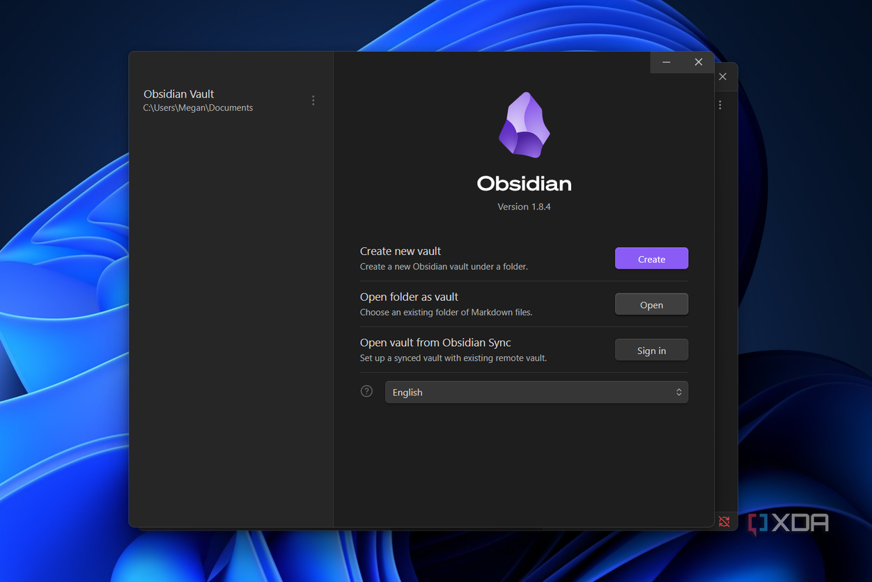 open folder as vault option in obsidian