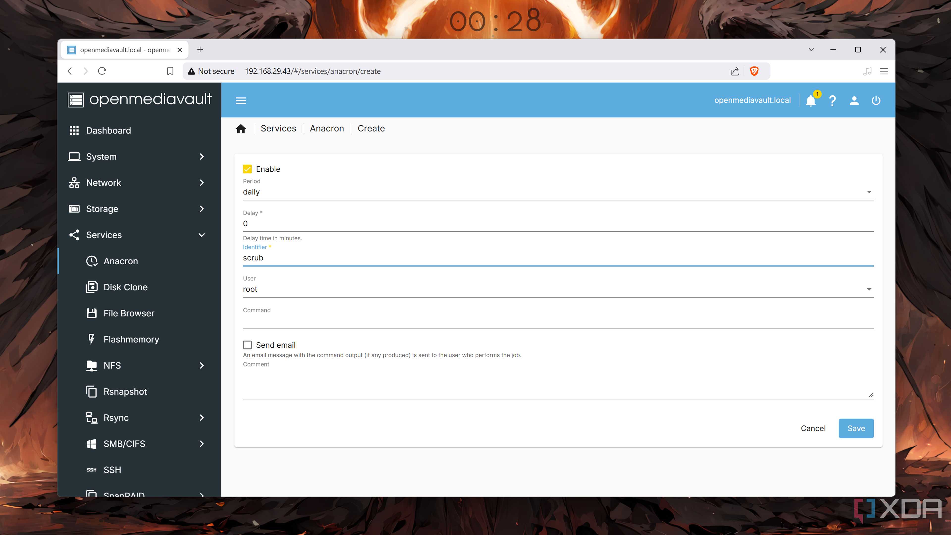Configuring the Anacron plugin in OpenMediaVault