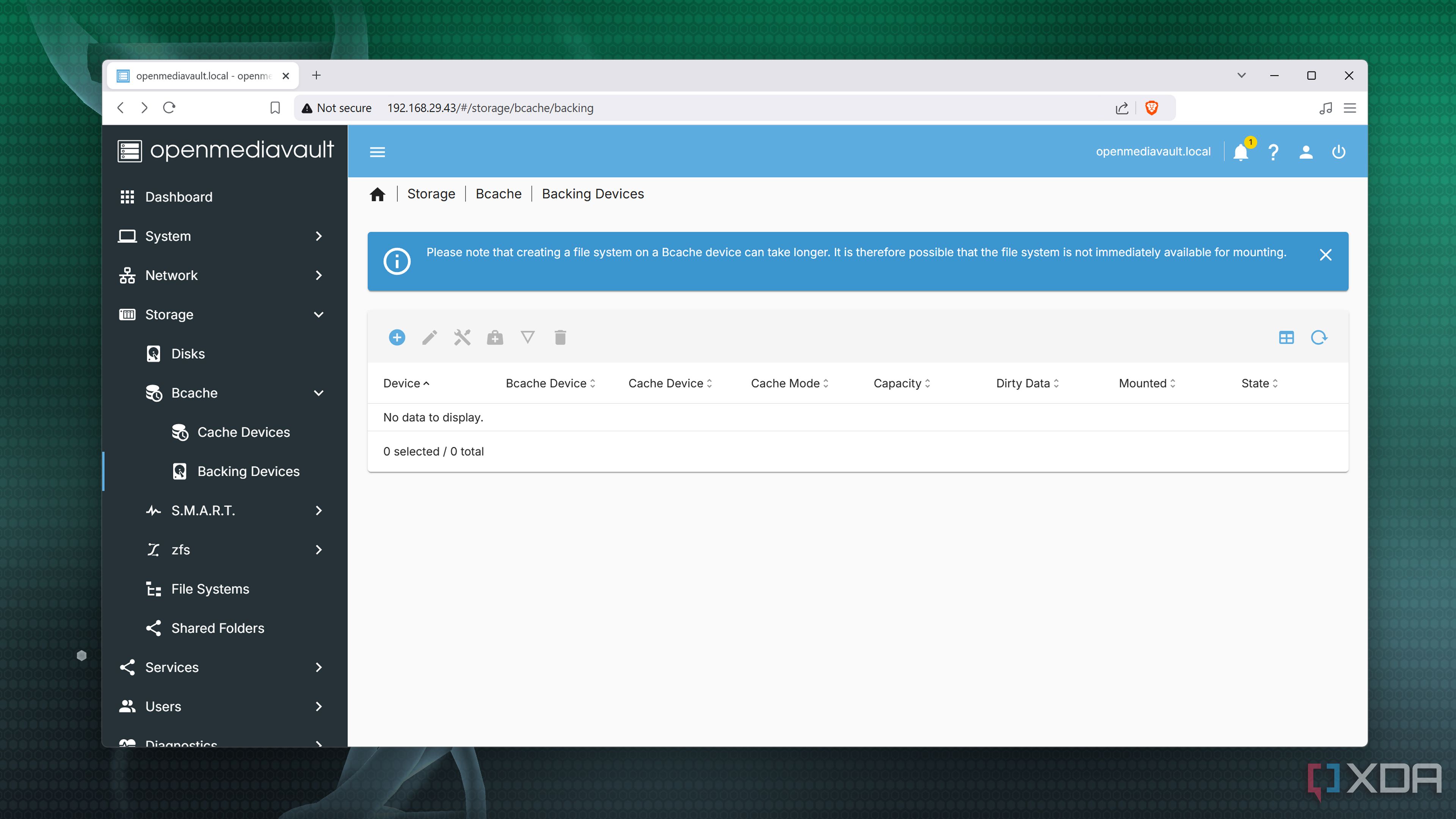 Adding backing devices to Bcache in OpenMediaVault
