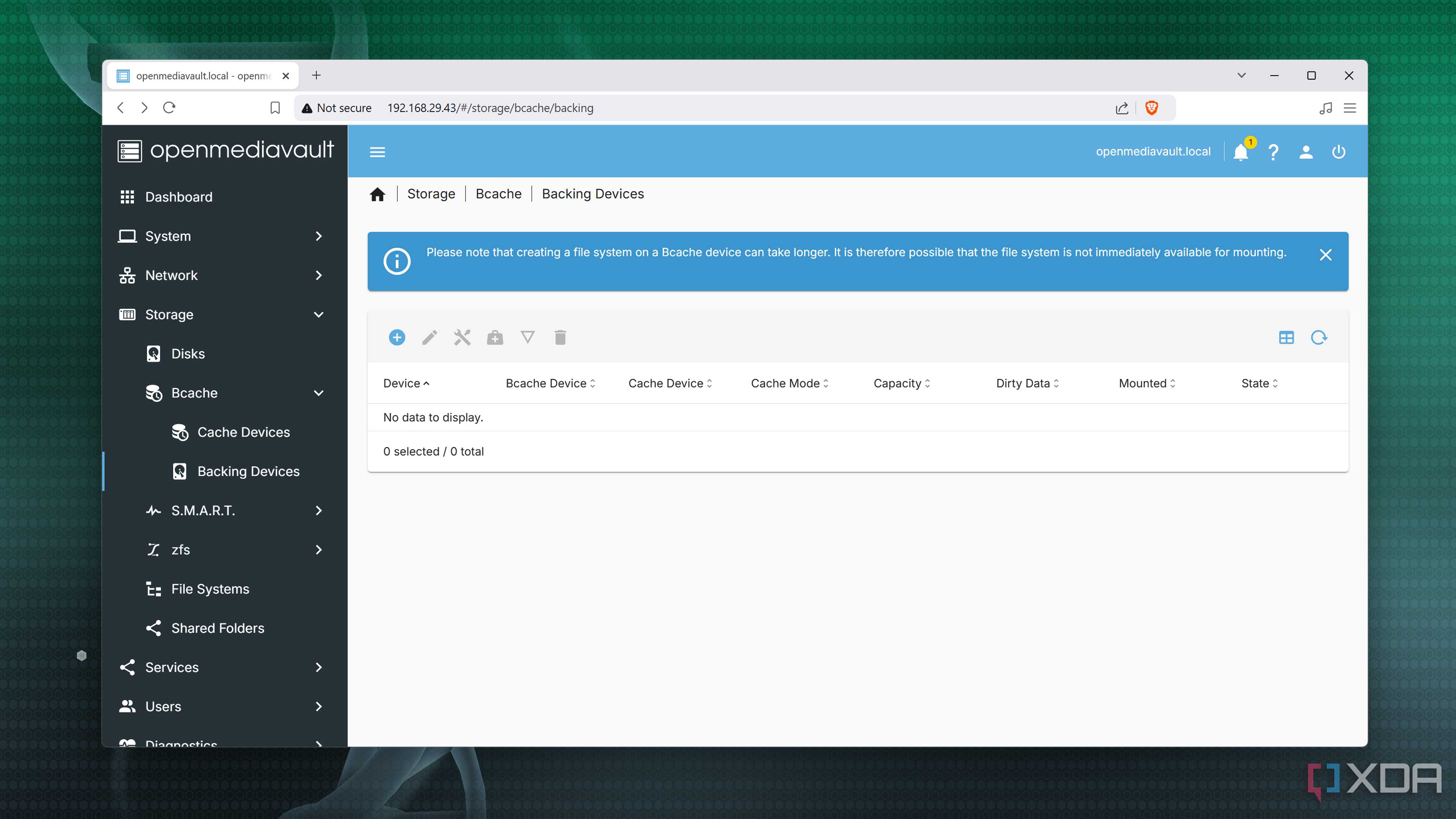 Adding backing devices to Bcache in OpenMediaVault