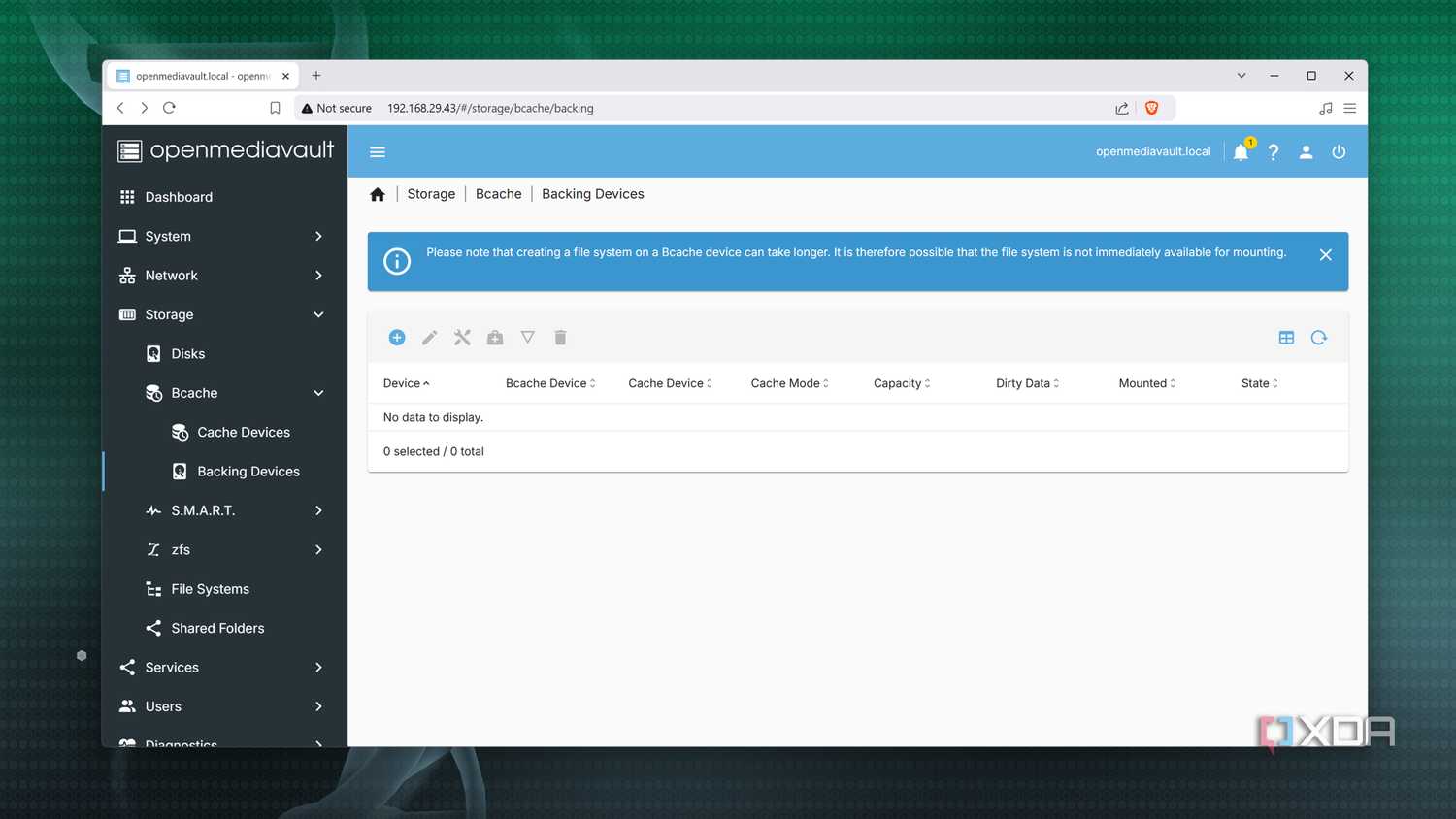 Adding backing devices to Bcache in OpenMediaVault