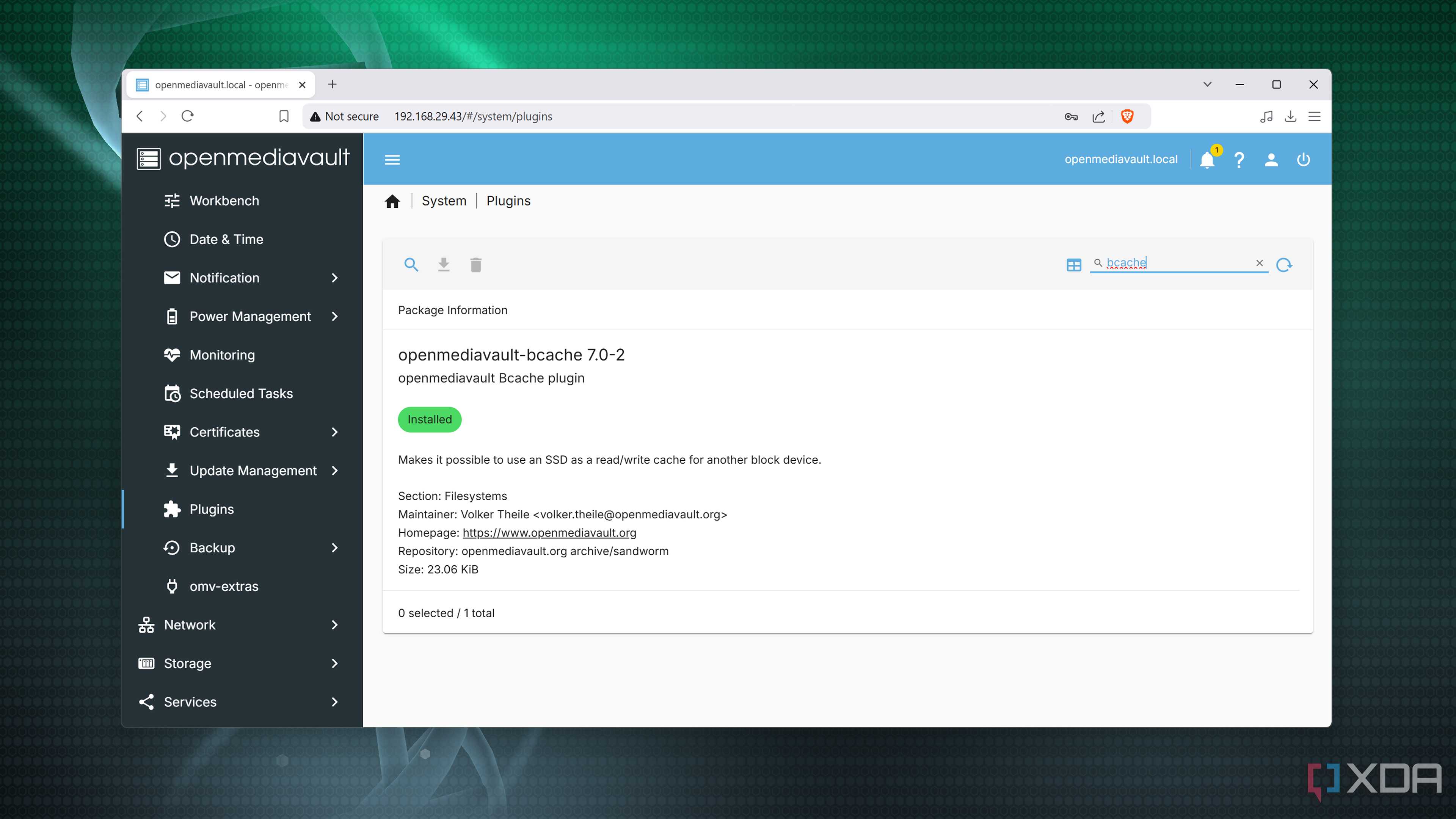 Installing the Bcache plugin in OpenMediaVault