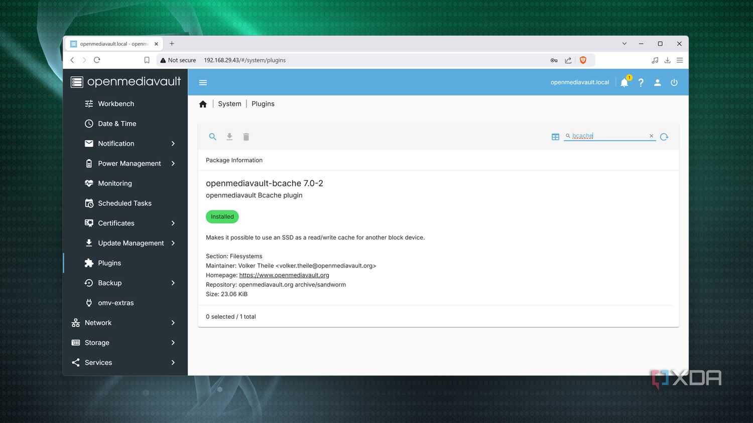 Installing the Bcache plugin in OpenMediaVault