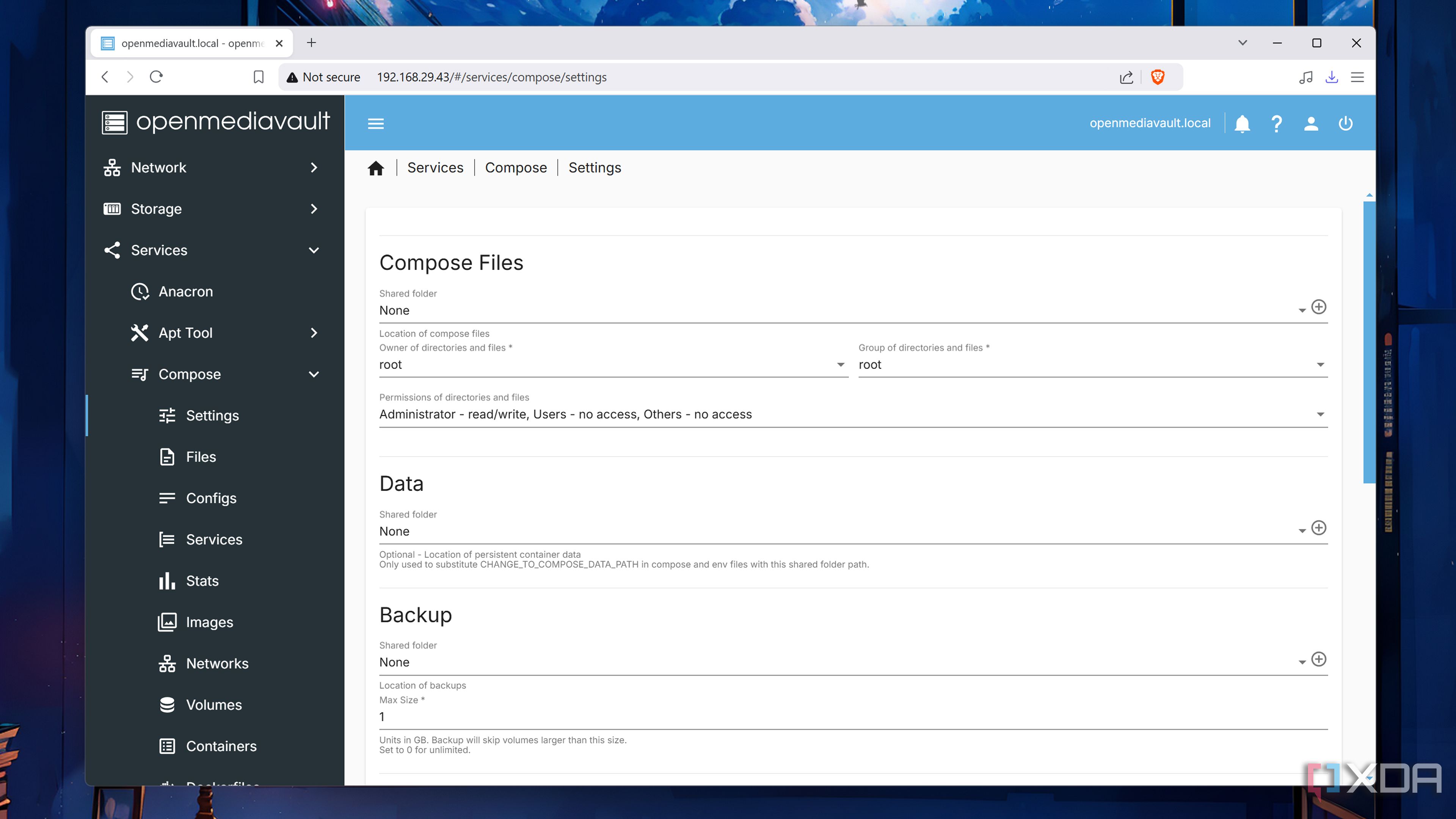 Configuring Docker Compose on OpenMediaVault