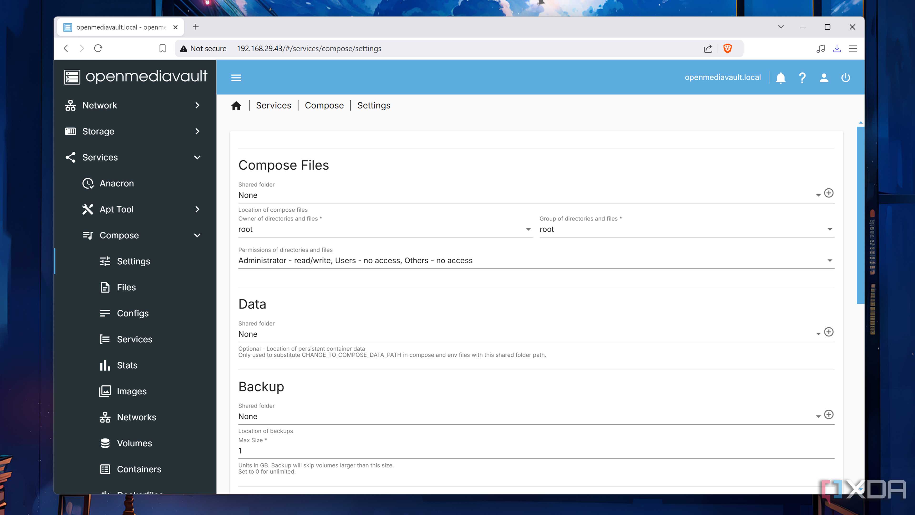 Configuring Docker Compose on OpenMediaVault