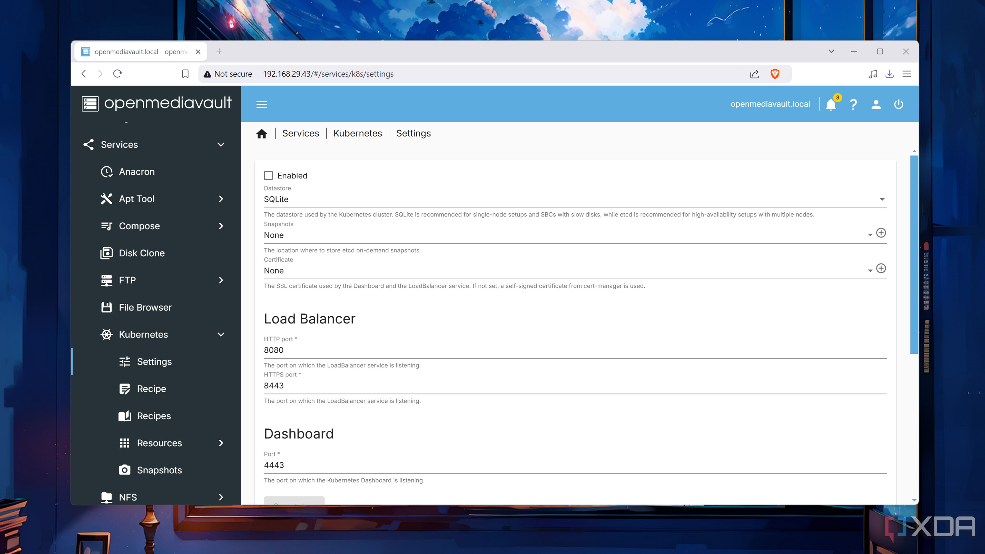 Configuring Kubernetes on OpenMediaVault