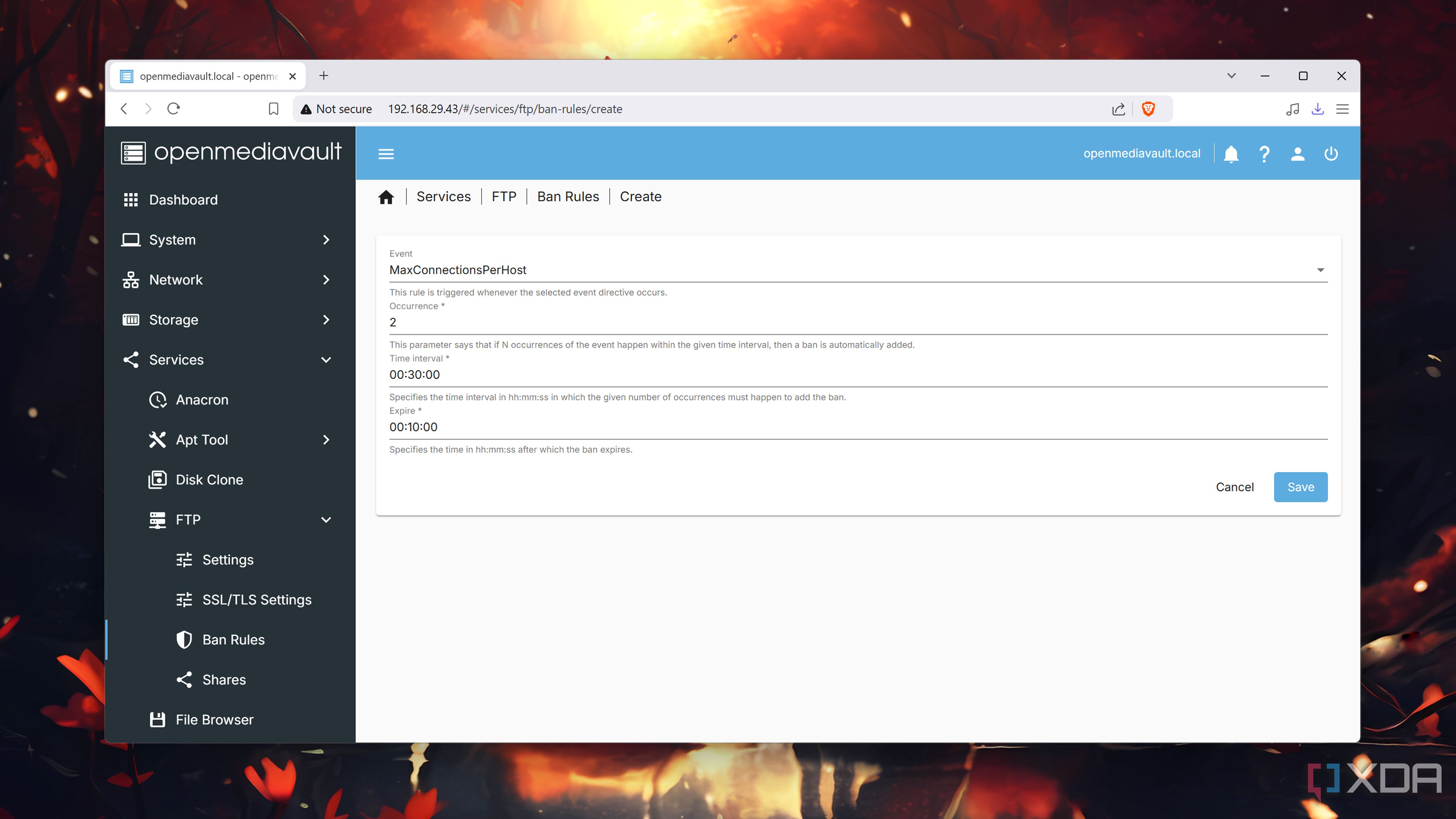 Adding the Ban Rules for the FTP plugin in OpenMediaVault